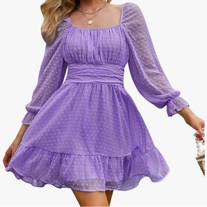Purple Swiss dot tie back mini dress